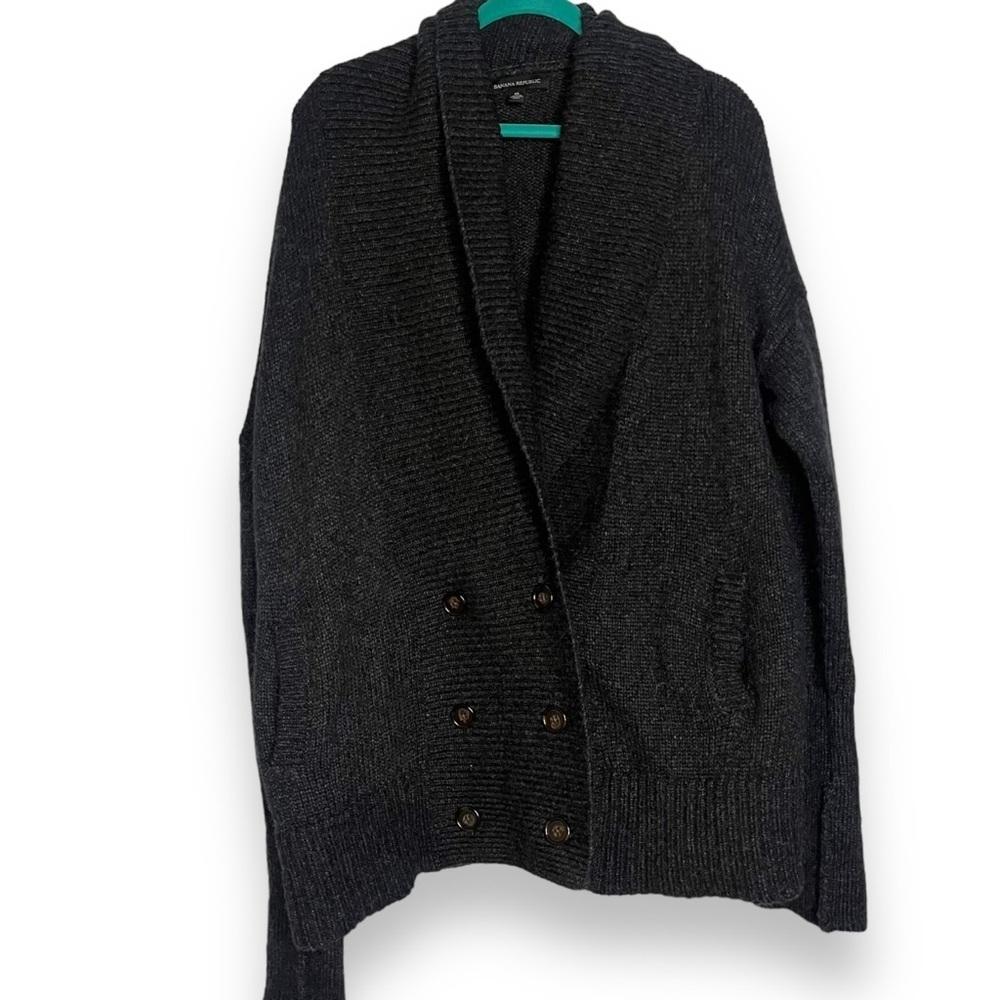 Banana Republic Maite Wool Blend Cardigan Sweater Size  XL Charcoal Gray